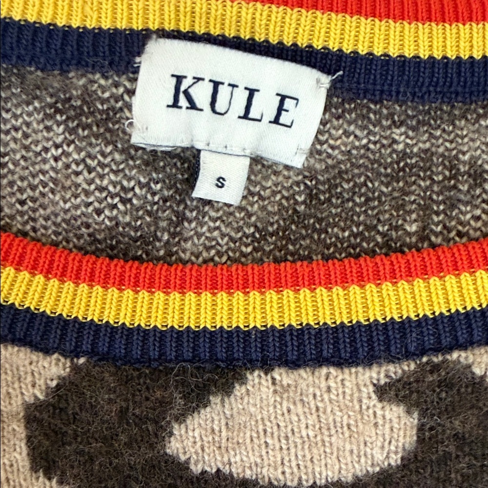 KULE The Stevens Leopard Print Wool-Cashmere Blend Crewneck Sweater Sz S - Picture 8 of 9